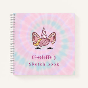 Magical Tie Dye Unicorn Coquette Bow sketch book