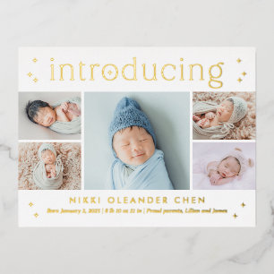 Magical Time Foil Baby Birth Announcement Postcard