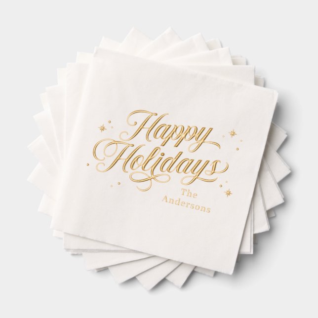 Magical Time Happy Holidays Foil Napkins (Insitu (Stacked))