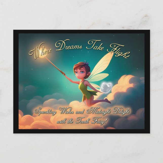 Magical Tooth Fairy - "Where Dreams Take Flight" Postcard (Front)