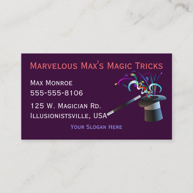 Magical Top Hat Business Cards (Front)