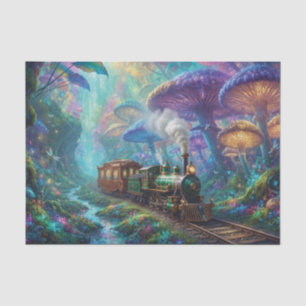 Magical Train Journey Through Mushroom Forest Tissue Paper
