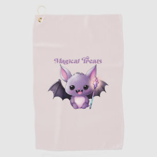 Magical Treats – Cute Purple Bat Halloween Golf Towel