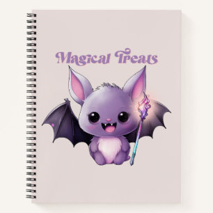 Magical Treats – Cute Purple Bat Halloween Notebook