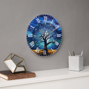 Magical Tree of Life Starry Night Unique Wall Cloc Large Clock