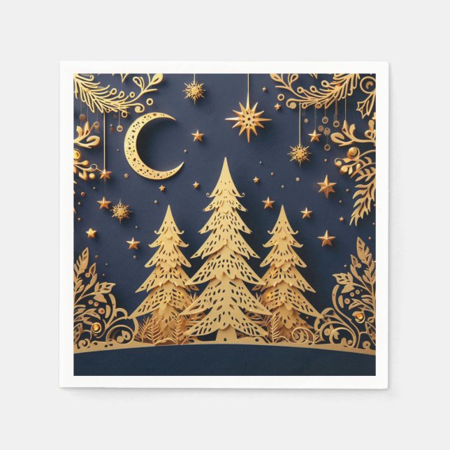 Magical Tree Scene – Yuletide Glimmers Napkin (Front)