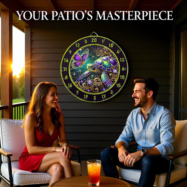 Magical Turtle Butterfly Rustic Room Art Dartboard (Creator Uploaded)