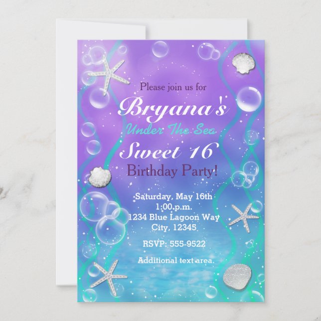 Magical Under The Sea Birthday Party Invitation (Front)
