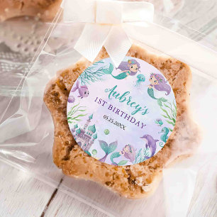 Magical Under the Sea Mermaid Baby Girl Birthday  Classic Round Sticker