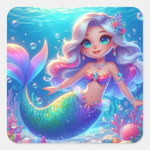  Magical Undersea Princess Mermaid Square Sticker
