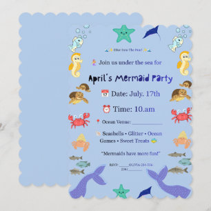 Magical Underwater StyleMermaid Party Invitation –