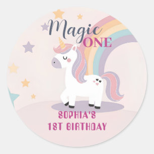 Magical Unicorn 1st Birthday Classic Round Sticker