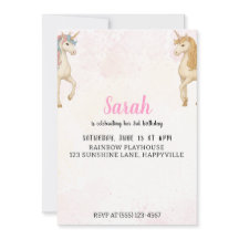 Magical Unicorn 3rd Birthday Invitation | Pink 