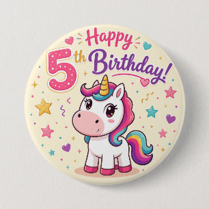 Magical Unicorn 5th Birthday Celebration 7.5 Cm Round Badge