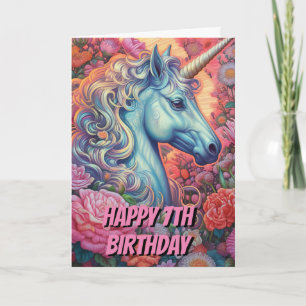 Magical Unicorn 7th Birthday Folded  Card