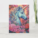 Magical Unicorn 9th Birthday Folded  Card<br><div class="desc">Magical Unicorn 9th Birthday Folded Card A sweet birthday card for a child who loves unicorns. This design may be personalised by clicking Personalise this Template and then choosing the click to customise further option add text, change the text colour or style, or delete the text for an image only...</div>