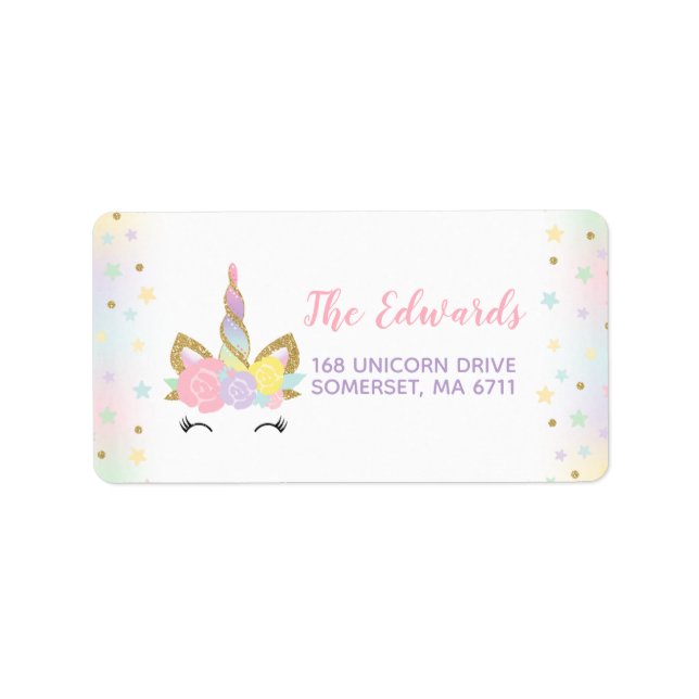 Magical Unicorn Address Labels Unicorn Party (Front)