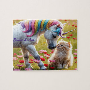 Magical Unicorn and Kitten Best Friends Jigsaw Puzzle