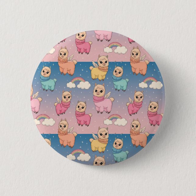 Magical Unicorn and Stars Pattern Design 6 Cm Round Badge (Front)