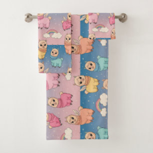 Magical Unicorn and Stars Pattern Design Bath Towel Set