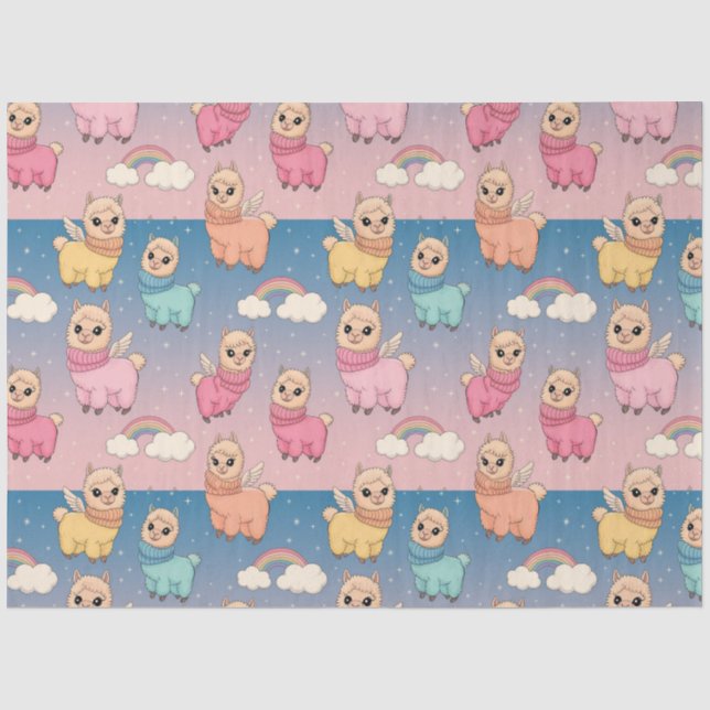 Magical Unicorn and Stars Pattern Design Tissue Paper (Front)