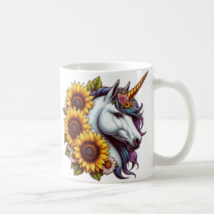 Magical Unicorn and Sunflowers Coffee Mug