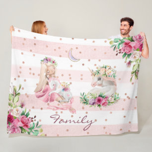 Magical Unicorn Baby Girl  Fleece Blanket