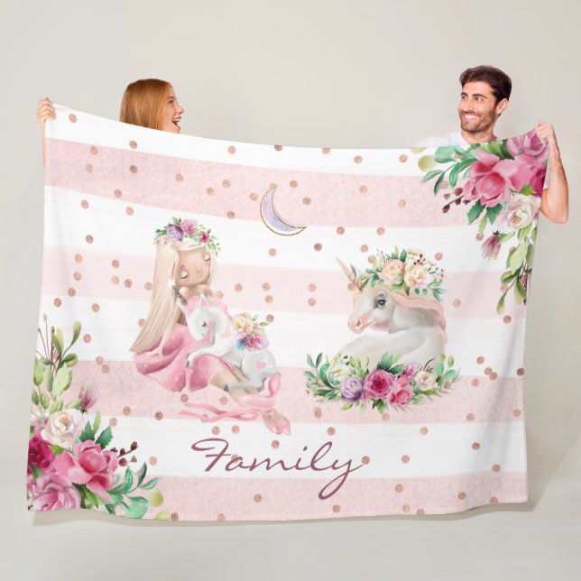 Magical Unicorn Baby Girl  Fleece Blanket (In Situ)
