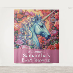 Magical Unicorn Baby Shower backdrop Tapestry