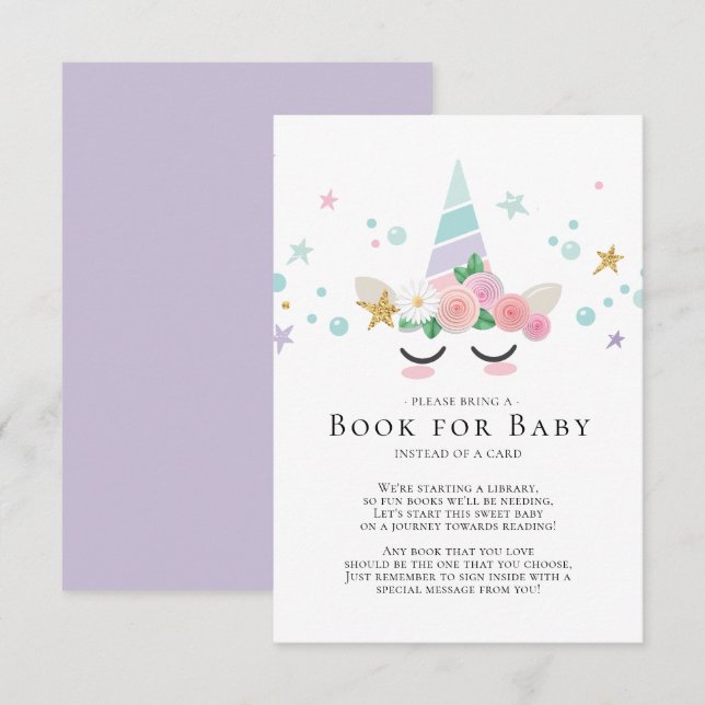 Magical Unicorn Baby Shower Book for Baby Card (Front/Back)