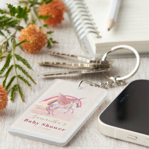 Magical Unicorn Baby Shower Party Key Ring