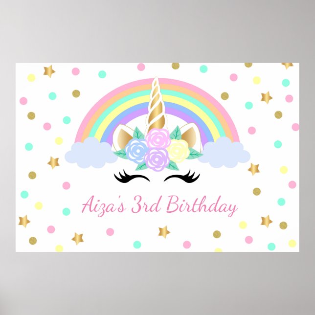 Magical Unicorn Backdrop Rainbow Unicorn backdrop Poster (Front)