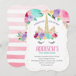 Magical Unicorn Birthday Baby Shower Invitations