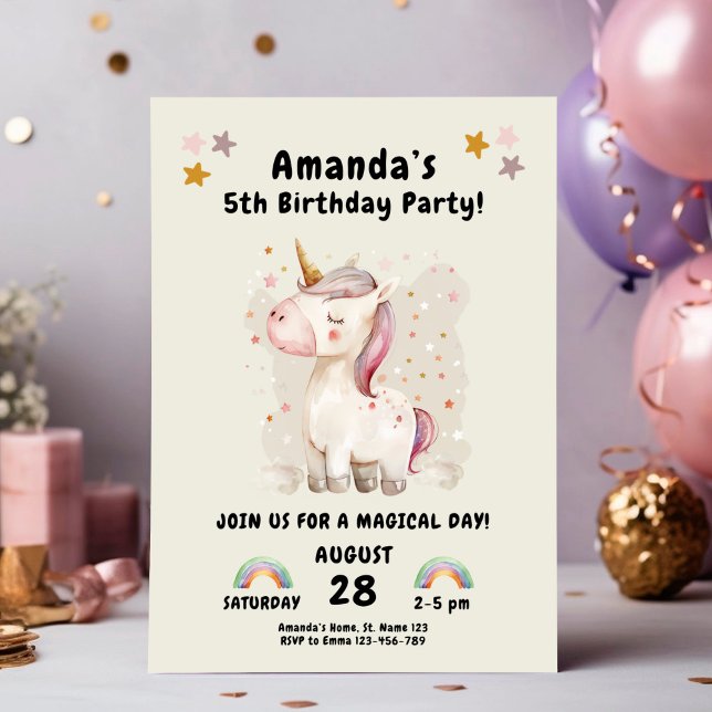 Magical Unicorn Birthday for Girls Invitation (Creator Uploaded)