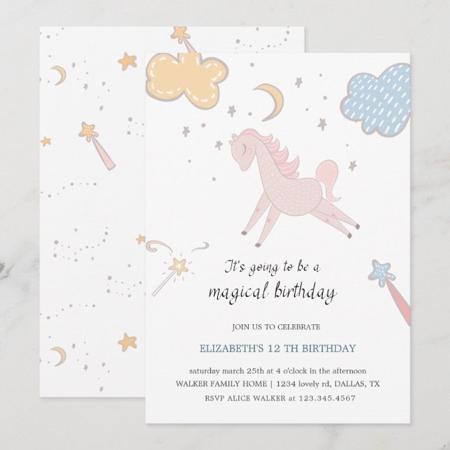 Magical Unicorn | Birthday Invitation (Front/Back)