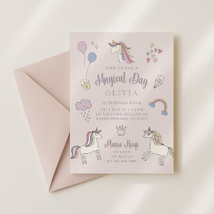 Magical Unicorn Birthday  Invitation