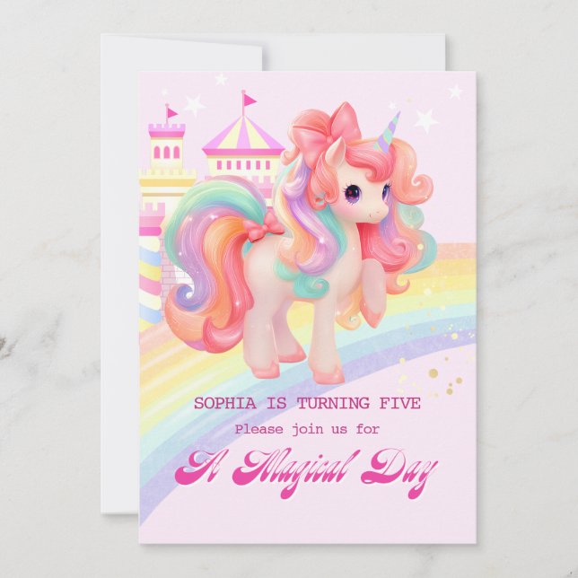 Magical Unicorn Birthday Invitation (Front)