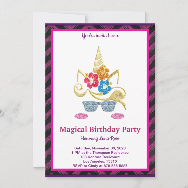Magical Unicorn Birthday Invitation (Front)