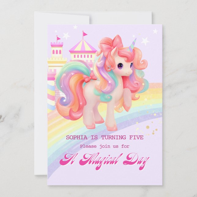 Magical Unicorn Birthday Invitation (Front)