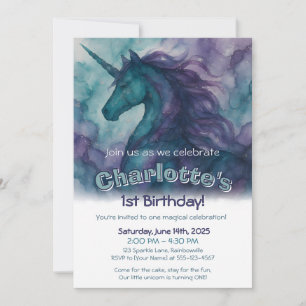 Magical Unicorn Birthday Invitation - Alcohol Ink