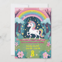 Magical Unicorn Birthday Invitation for Girls