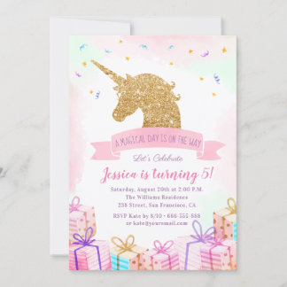 Magical Unicorn Birthday Invitation | Pink Gold