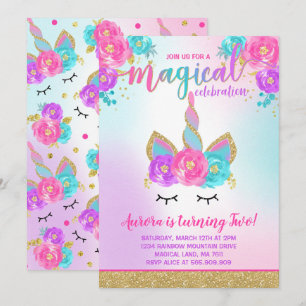 Magical Unicorn Birthday Invitation Unicorn Party