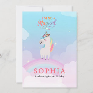 “Magical Unicorn Birthday Invitation with Rainbow 