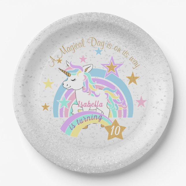 Magical Unicorn Birthday Paper Plate (Front)