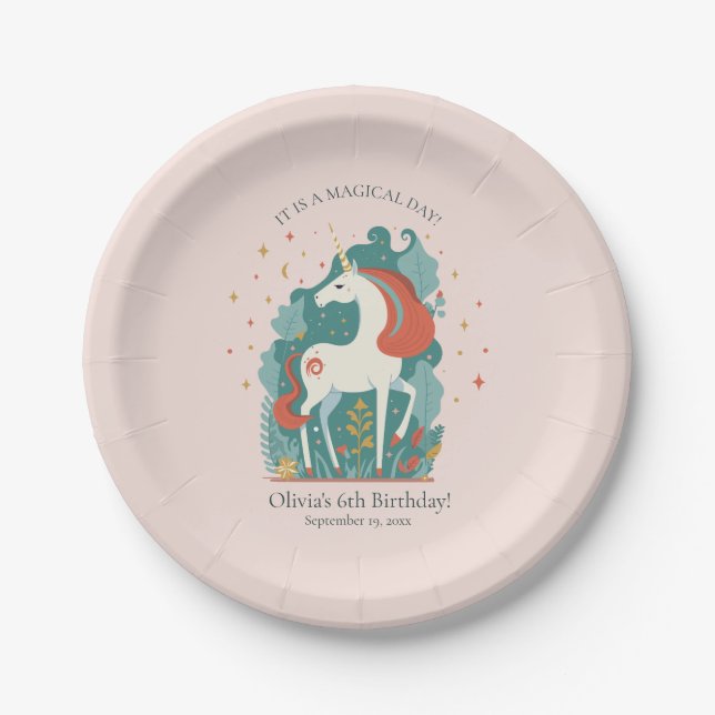 Magical Unicorn Birthday Paper Plate (Front)