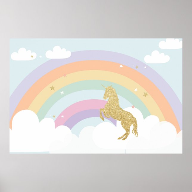 MAGICAL UNICORN BIRTHDAY PARTY BACKDROP POSTER (Front)