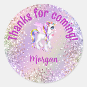 Magical Unicorn Birthday Party  Favours Classic Round Sticker