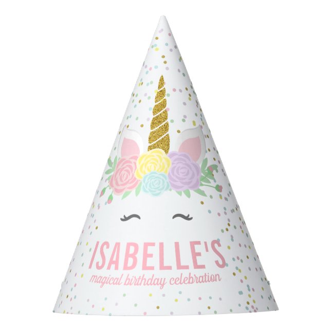 Magical Unicorn Birthday Party Hat (Front)