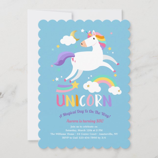 Magical Unicorn Birthday Party Invitation (Front)